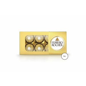 Набор конфет Ferrero Rocher из молочного шоколада, с начинкой из крема и лесного ореха, 75 г