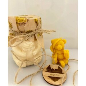 Набор мед-суфле с маточным молочком и свеча Мишка с подарком