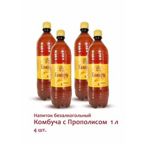 Набор напиток безалкогольный "Комбуча с прополисом" 4 шт х 1 л на Иван-чае и на меду пробиотик с лёгкой остринкой Промёд