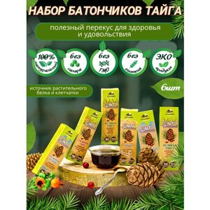 Набор натуральных батончиков "Тайга", 6 шт. по 45 г, без сахара, Алтай-Эко Продукт