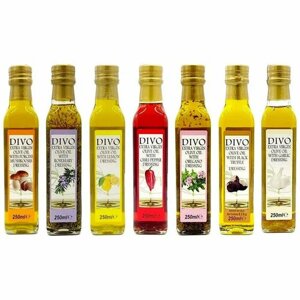 Набор оливковых масел DIVO Extra Virgin olive oil для салатов Италия, 250 мл * 7 шт