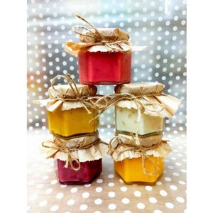 Набор "Пчелкин мед"5 баночек натурального меда суфле по 150 грамм