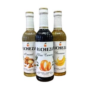 Набор сиропов для кофе Richeza 330 мл. Миндаль/Блю Курасао/Банан