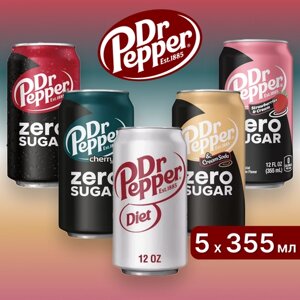 Напиток газированный Dr. Pepper 5 вкусов (Доктор Пеппер), 5 x 355 мл, Америка
