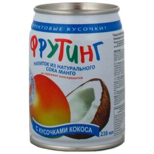 Напиток сокосодержащий Фрутинг из натурального сока манго с кусочками кокоса, 0.238 л, 238 г