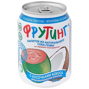 Напиток сокосодержащий Фрутинг из сока гуавы с кусочками кокоса, 0.238 л, 238 г