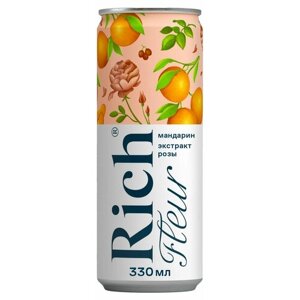 Напиток сокосодержащий Rich Fleur Виноград лимон мандарин с ароматом розы, 330 мл, 6 шт