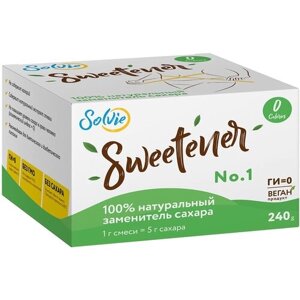 Натуральный Сахарозаменитель "Sweetener"стевия, эритрит), Solvie, в баночке 240г, заменитель сахара