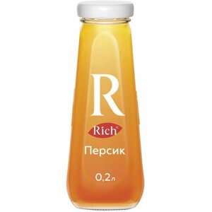 Нектар RICH (Рич) 0,2 л, персик, стеклянная бутылка, 1709801, 12 штук, 621737