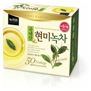 Nokchawon Зеленый чай с коричневым рисом (50 пакетиков), 60 гр