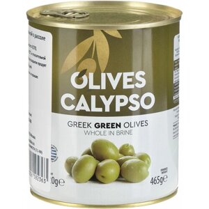 Оливки гигантские халкидики зеленые с косточкой CALYPSO, Супер Мамут 70-90 шт/кг, ж/б 850 мл