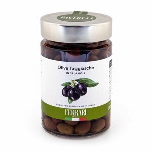Оливки Таджаски с косточками в рассоле, FERRARI, 0,28 кг/0,19 кг (ст/б)