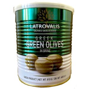 Оливки зеленые крупные LATROVALIS с косточкой в рассоле 810гр.