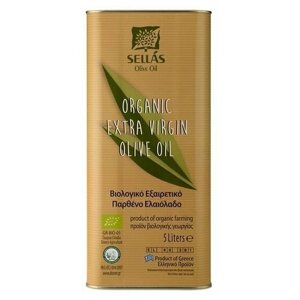 Оливковое масло Sellas Extra Virgin Organic (Bio) 5л, Греция, Пелопоннес, органическое, жесть)