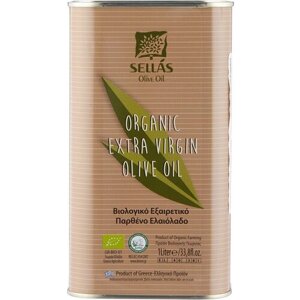 Оливковое масло Sellas Organic (Bio) 1л, Греция, Пелопоннес, органическое, Extra Virgin, жесть)