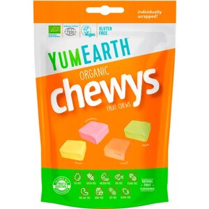 Органические жевательные Конфеты YumEarth Organic CHEWYS Fruit Chews, без глютена и без аллергенов, только натуральные ингредиенты, веган, Ассорти, 30 конфет