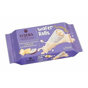 OZera, трубочки вафельные с кокосом в белом шоколаде,12 шт по 185 г