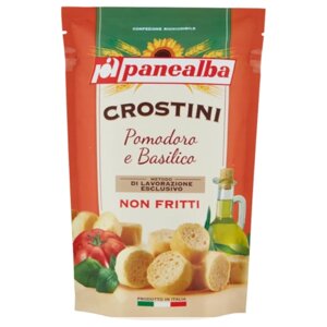 Panealba гренки Crostini соль, базилик, 100 г
