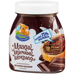 Паста молочно-шоколадная Мягкий молочный шоколад Коровка из Кореновки, 330 г, пластиковая банка