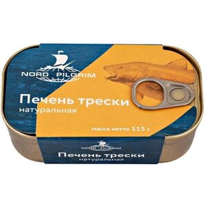 Печень трески «Nord Pilgrim» атлантическая, кусковая, из замороженного сырья 115 г (6 штук)