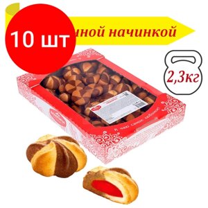 Печенье белогорье "Шапито", сдобное с клубничной начинкой, 2,3 кг, весовое, гофрокороб, 37-10
