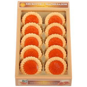 Печенье БИСКОТТИ с апельсиновым мармеладом в коробке, 235 г, мармелад, какао