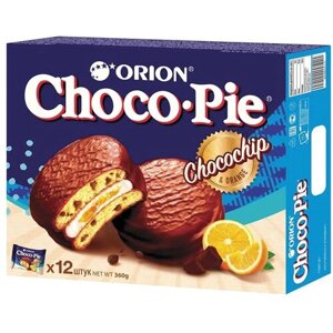 Печенье Choco Pie Choco Chip c апельсиновым джемом и шоколадной крошкой, 360 г