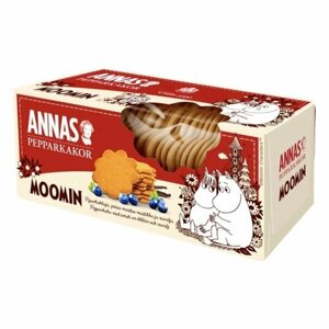 Печенье имбирное Annas Moomin pepparkakor черника и ваниль, 150 г (из Финляндии)