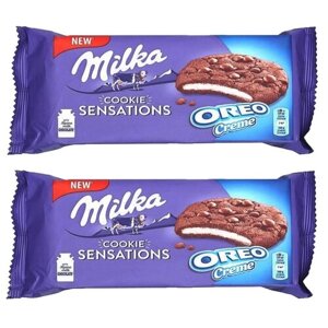 Печенье Milka Sensations Oreo Creme,156 г 2 шт, шоколад, 2 уп.