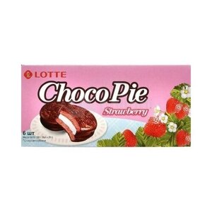 Печенье прослоенное глазированное, Choco Pie, клубника, 168 г х 10шт