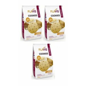 Печенье с шоколадной крошкой с низким содержанием белка Cookies, т. м. FLAVIS, 200 г (3 шт.)