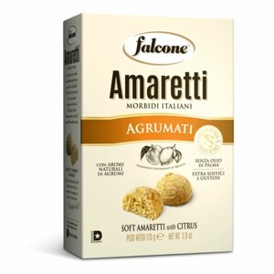 Печенье сдобное Falcone Amaretti (Амаретти) мягкие со вкусом цитрусовых, 170г