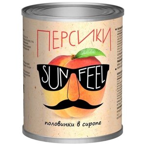 Персики половинки в сиропе SUNFEEL без косточек, 850 мл, 1 шт.