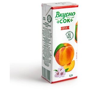 Персиковый сокосодержащий напиток ГОСТ "ВкусноСок" 0,2 л, 12 шт