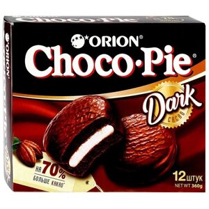Пирожное Orion Choco Pie Dark, шоколад, суфле, 360 г, 12 шт. в уп., 3 уп.
