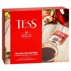 Подарочный набор чая Tess "Tea bag collection", 12 видов, 60 пакетиков, картонная коробка, 295660