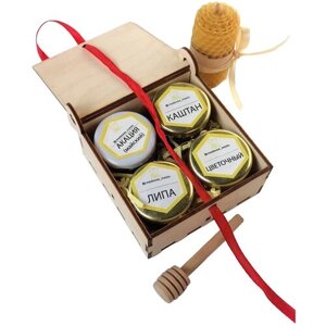 Подарочный набор из 4-х пробников мёда, мёд с Кавказа и Кубани