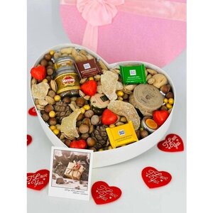 Подарочный набор "орехи и сухофрукты, шоколад, мед и баночка кофе"