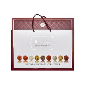 Подарочный набор шоколадных конфет, коллекция трюфелей (9 видов), Mark Sevouni Special сумочка, Армения, 490 г