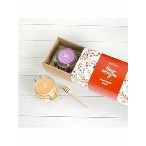 Подарочный набор "Вкус Жизни" мёд цветочный, расторопшевый бугель и ложечка медовая, Мед и Конфитюр
