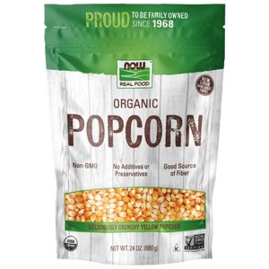 Попкорн NOW Organic Popcorn в зернах, 680.4 г