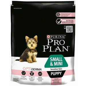 Pro Plan / Сухой корм для щенков Pro Plan Optiderma Small&Mini Puppy Sensitive Skin для мелких пород для здоровья кожи и шерсти с лососем 700г 2 шт