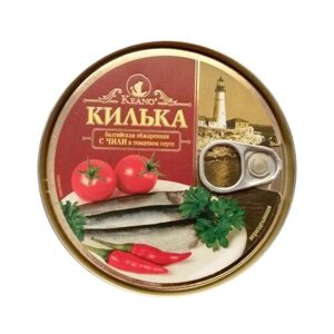 Пролив Килька балтийская обжаренная Keano с чили в томатном соусе, 240 г
