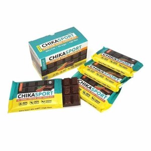 Протеиновый шоколад без сахара CHIKALAB 100 гр тёмный с миндалём (4 шт)