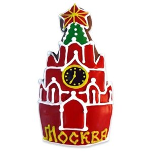 Пряник имбирный, сувенирный расписной с глазурью "Башня Кремля", 13см 100г