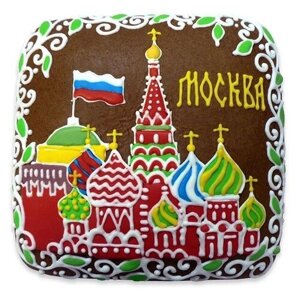 Пряник открытка "Москва", имбирный расписной с глазурью в упаковке, 20*20см 450г