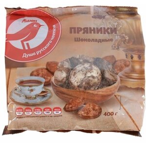 Пряники ашан Красная птица шоколадные, 300 г, 8 шт