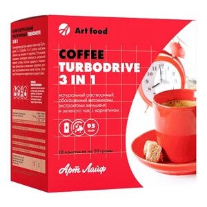 Растворимый кофе Арт Лайф Coffee Turbodrive 3 in 1, в пакетикахженьшень, кофе, 10 уп., 200 г