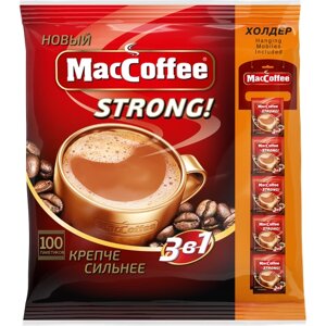 Растворимый кофе MacCoffee Strong 3 в 1, в пакетиках, 100 уп., 1600 г