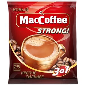 Растворимый кофе MacCoffee Strong 3 в 1, в пакетикахсливки, 25 уп., 400 г